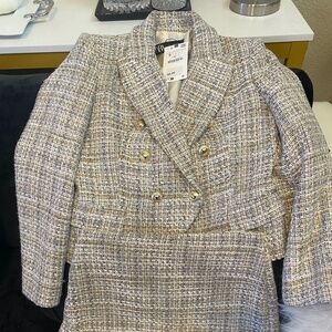 Zara Ivory Boucle Skort Suit SZ S/NWT